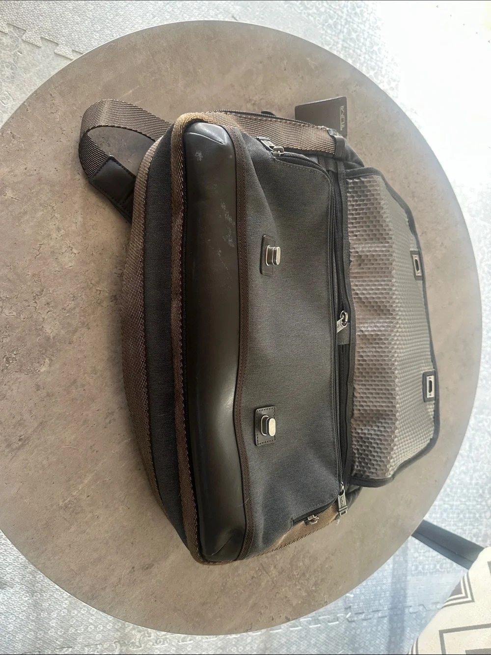 TUMI Alpha Bravo Business Briefcase Laptop Messenger Bag Gray/Brown